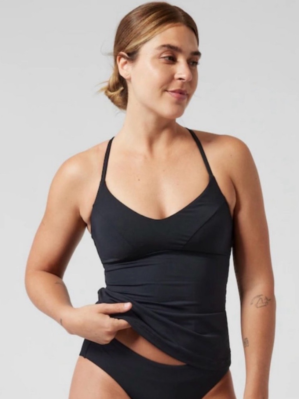 Athleta Womens Triangle Swim Tankini Black Swim Tank‎ UPF 50+ Beach XXS New